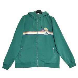 Vintage Fat Face Men's Full Zip Hoodie Jacket Size Large Reg Green Fleece Lined